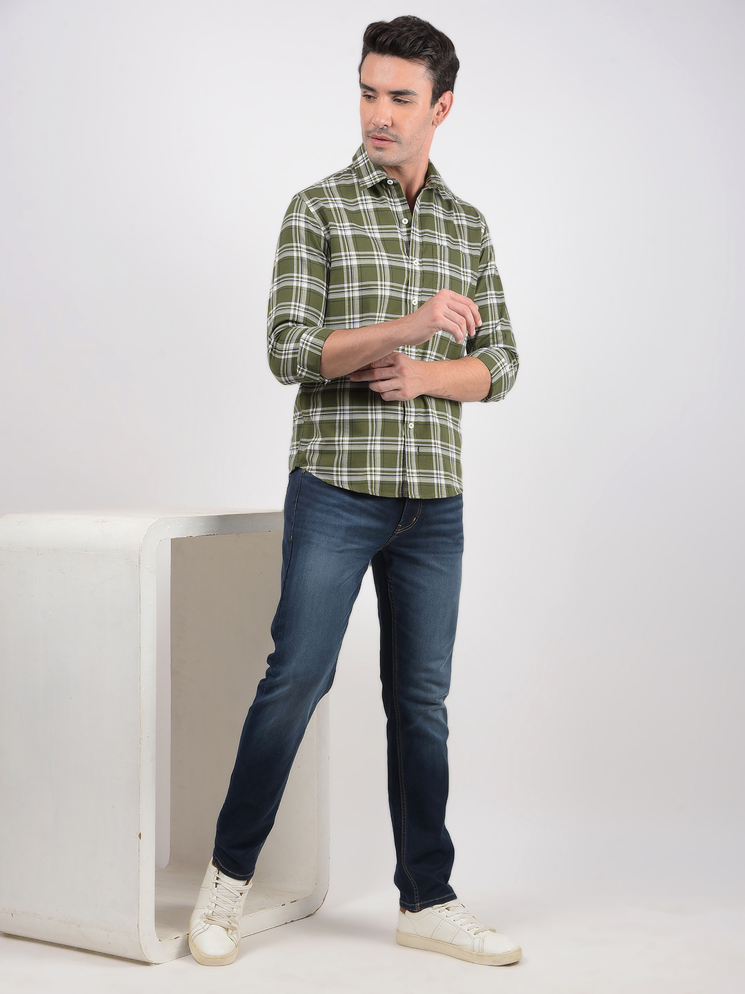 Numero Uno Men Checkered Green Shirt